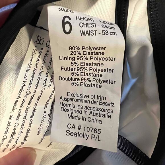 Seafolly Girls Halter Neck Multicolor Print Bikini Top Swimwear Size 6 New - Picture 3 of 3